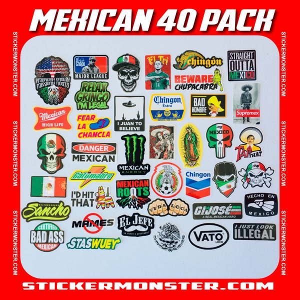 MEXICAN CHINGON Hard Hat Stickers 40 MEXICO HardHat Sticker Pegatinas cascos El Chapo, Zapata, Chupacabra Free Shipping