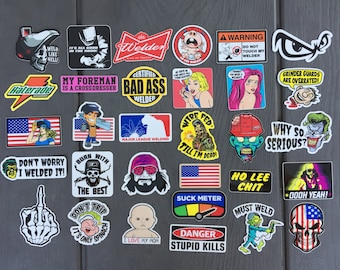 Stickers lasser veiligheidshelm, grappige lasstickers, stickers gereedschapskist (30+)