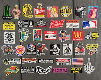 New WELDER Hard Hat Stickers, 40 total hardhat Sticker and Decals, Helmet, welding, welders, FREE SHIPPING