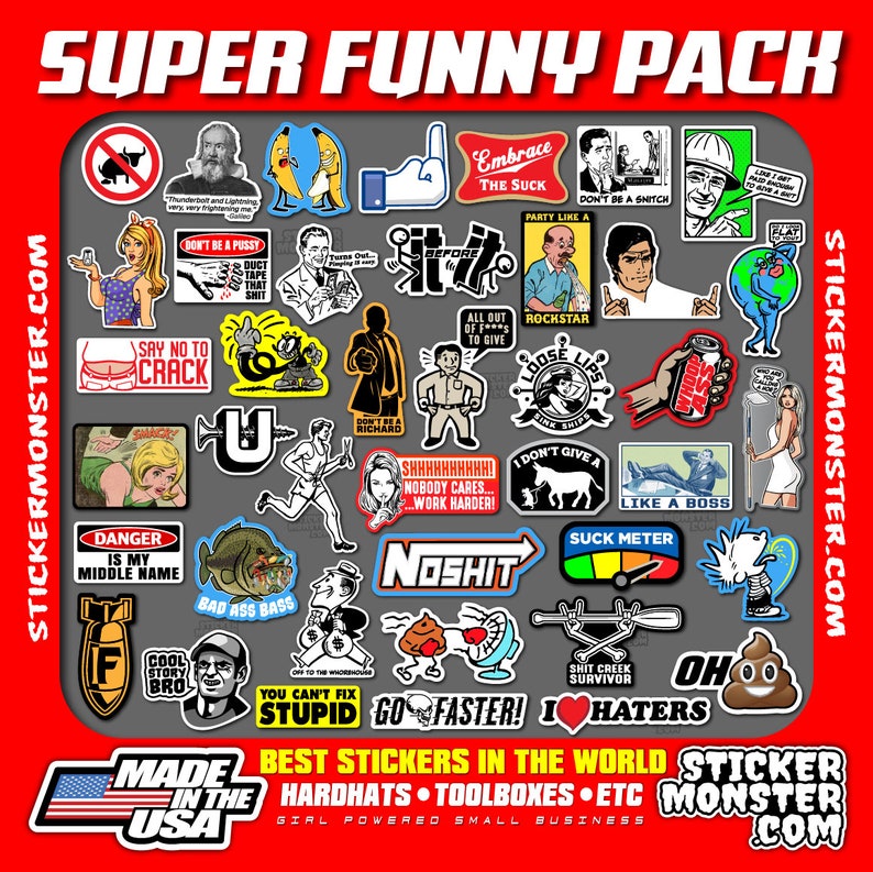 SUPER FUNNY PACK40 Hard Hat Stickers Toolbox Decals Etsy Canada