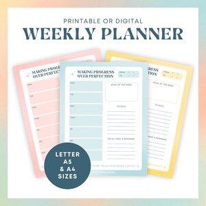 Self-Care Weekly Planner Sheet |  Aesthetic Printable Undated Planner | Digital iPad Goodnote Planner | Letter A5 A4