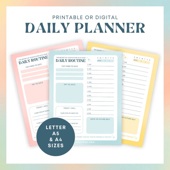 Self-Care Daily Planner Sheet | Aesthetic Printable Undated Planner | Digital iPad Goodnote Planner | Letter A5 A4