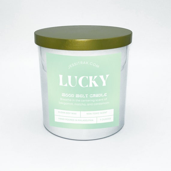 Lucky Matcha & Bergamot Scented Candle | Lucky Girl Mantra Intention Candle | Natural Soy Wax, Toxin Free