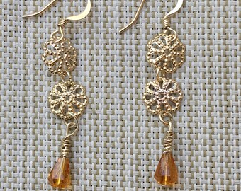 Gold Flower Earrings