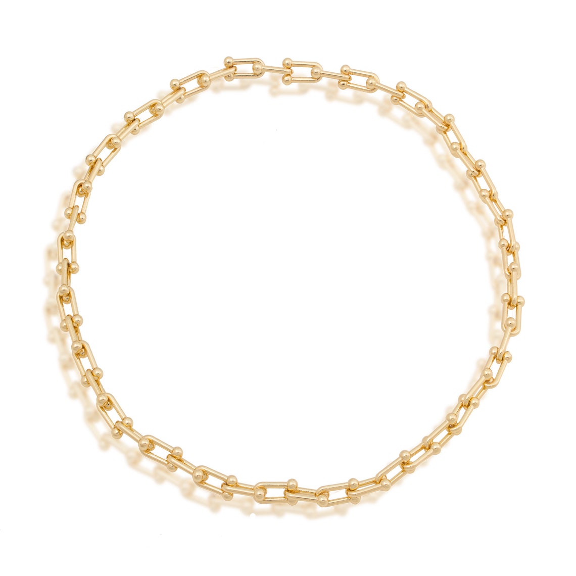 18K Gold Plated U Link Hardware Necklace. Adjustable Length. Etsy