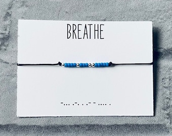 Breathe morse code bracelet,morse code bracelet,self care gifts,breathe bracelet,yoga bracelet,friend gift,just breathe,anxiety gift