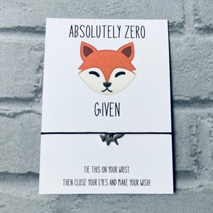 Zéro renard offert, cadeau renard, bracelet renard, cadeau d'amitié, cadeau drôle, bracelet de souhaits en ficelle, cadeau Je pense à vous, vous avez ce cadeau, amoureux de la nature