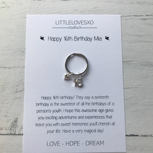 Carte de 16e anniversaire, cadeau pour le 16e anniversaire, porte-clés du 16e anniversaire, 16e cadeau d’anniversaire, cadeaux pour le 16e, doux 16 cadeaux, 16e anniversaire