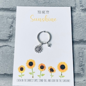 Tu es mon rayon de soleil, cadeau de remerciement, une pensée pour vous, porte-clés tournesol, vous avez ce cadeau, cadeau pour enseignant, porte-clés tournesol, carte tournesol