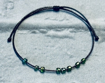 Green Bead Fidget Bracelet, Anxiety Relief, Worry Beads, Sensory Jewellery, Adjustable, Stress Gift