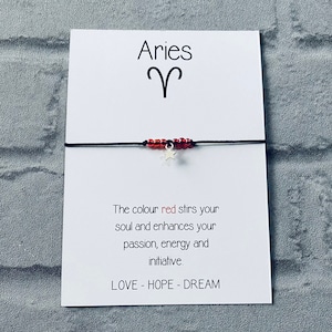 Aries Zodiac Bracelet: Red Beaded Star Sign Gift