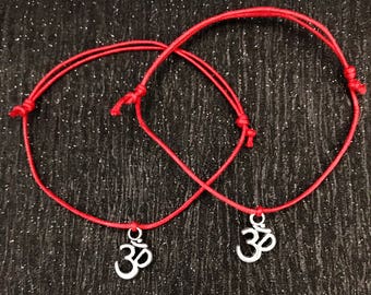Kabbalah bracelet, red string bracelet, lotus bracelet, buddha bracelet, om bracelet, ohm bracelet, namaste gifts, wax cord bracelets, yoga