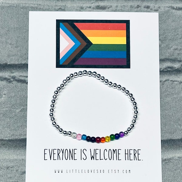 Progress pride bracelet,LGBTQ jewellery,progress pride pin,inclusive pride bracelet,pride jewellery,pride gifts,LGBTQA+,pride ally bracelet