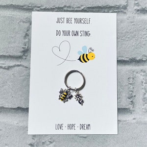 Bee keyring,bee keychain,honey bee keychain,honey bee gift,worker bee,flower keychain,bee kind gift,motivational gift,you got this gift