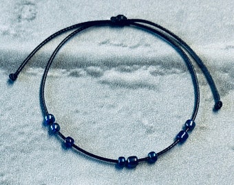 Blue Bead Fidget Bracelet, Anxiety Relief, Worry Beads, Sensory Jewellery, Adjustable, Stress Gift