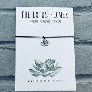 bracelet fleur de lotus, carte fleur de lotus, cadeaux yoga, bracelet yoga, bracelet spirituel, bracelet bohème, bracelet de cheville yoga, cadeau pour se détendre,