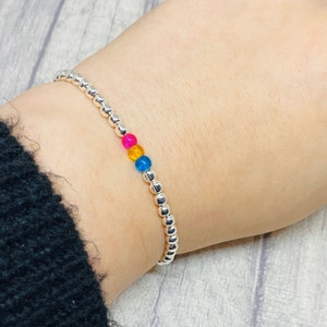 Pansexual pride bracelet,LGBT bracelet,couples bracelet,pride bracelet,panexual flag,gay pride jewelry,partner gifts,LGBT,pansexual jeweley image 1