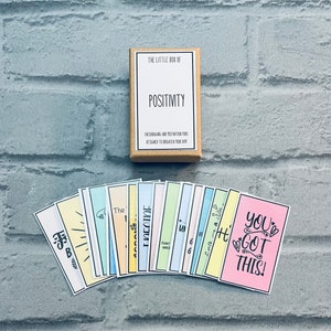 Cartes de positivité, boîte de message, boîte de cadeaux de soins personnels, cadeau de positivité, anxiété, boîte cadeau de bien-être, vous avez reçu ce cadeau, penser à votre cadeau, être fort