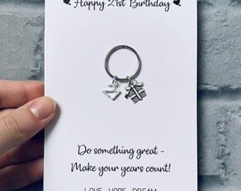 21st Birthday Keyring Gift For Her Daughter Friend Keepsake Silver Charm Present