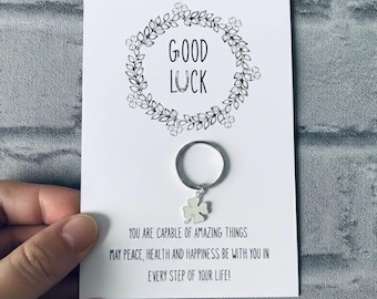 Four Leaf Clover Keyring Gift Lucky Charm Good Luck Present Positive Keepsake Friendship Token