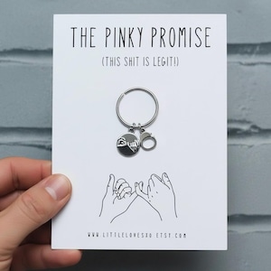 Pinky Promise Keychain – Couples Keepsake with Heart & Handcuff Charms, Personalised Gift