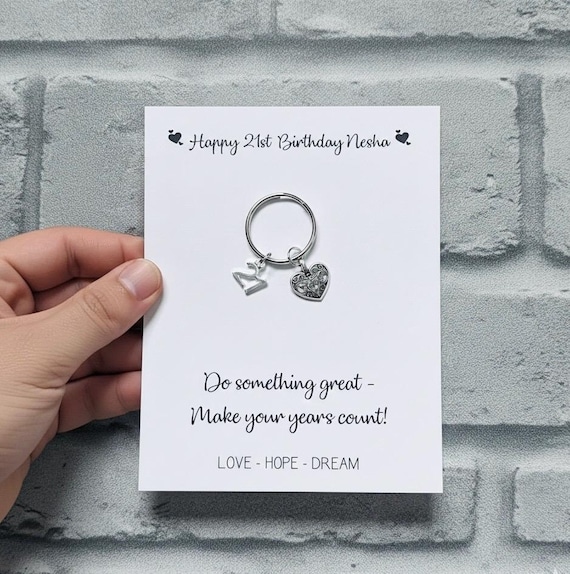 21st Birthday Keyring Gift For Her Heart Charm Keepsake Daughter Friend Present