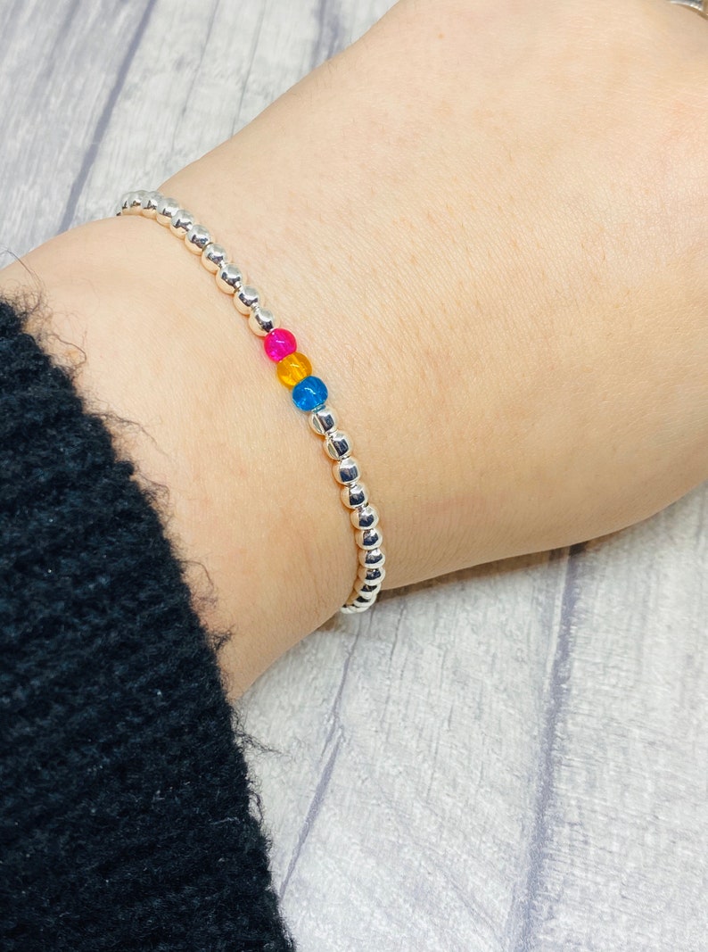 Pansexual pride bracelet,LGBT bracelet,couples bracelet,pride bracelet,panexual flag,gay pride jewelry,partner gifts,LGBT,pansexual jeweley image 1