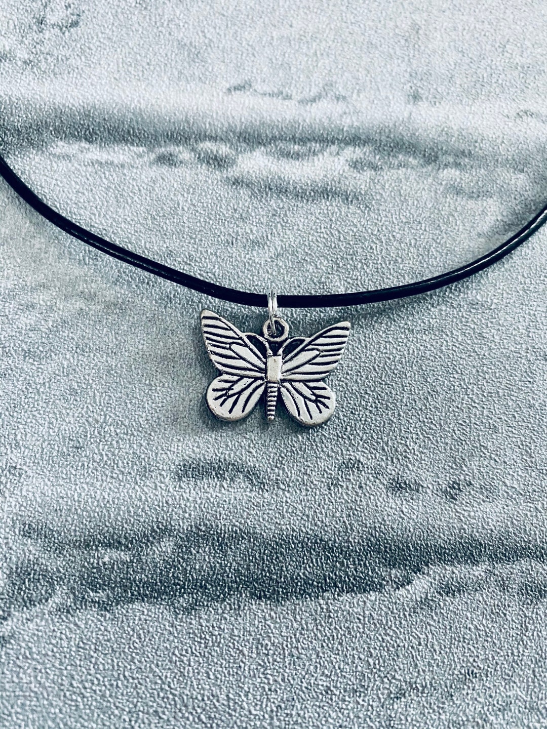 Butterfly Faux Leather Black Choker - Etsy