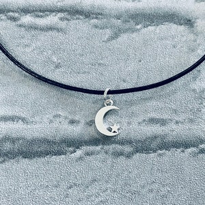Moon faux leather black choker