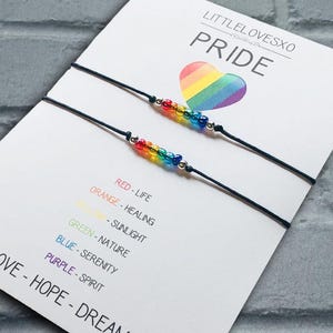 Pride Beaded Bracelet: Adjustable Waxed Cord LGBTQ+ Jewelry