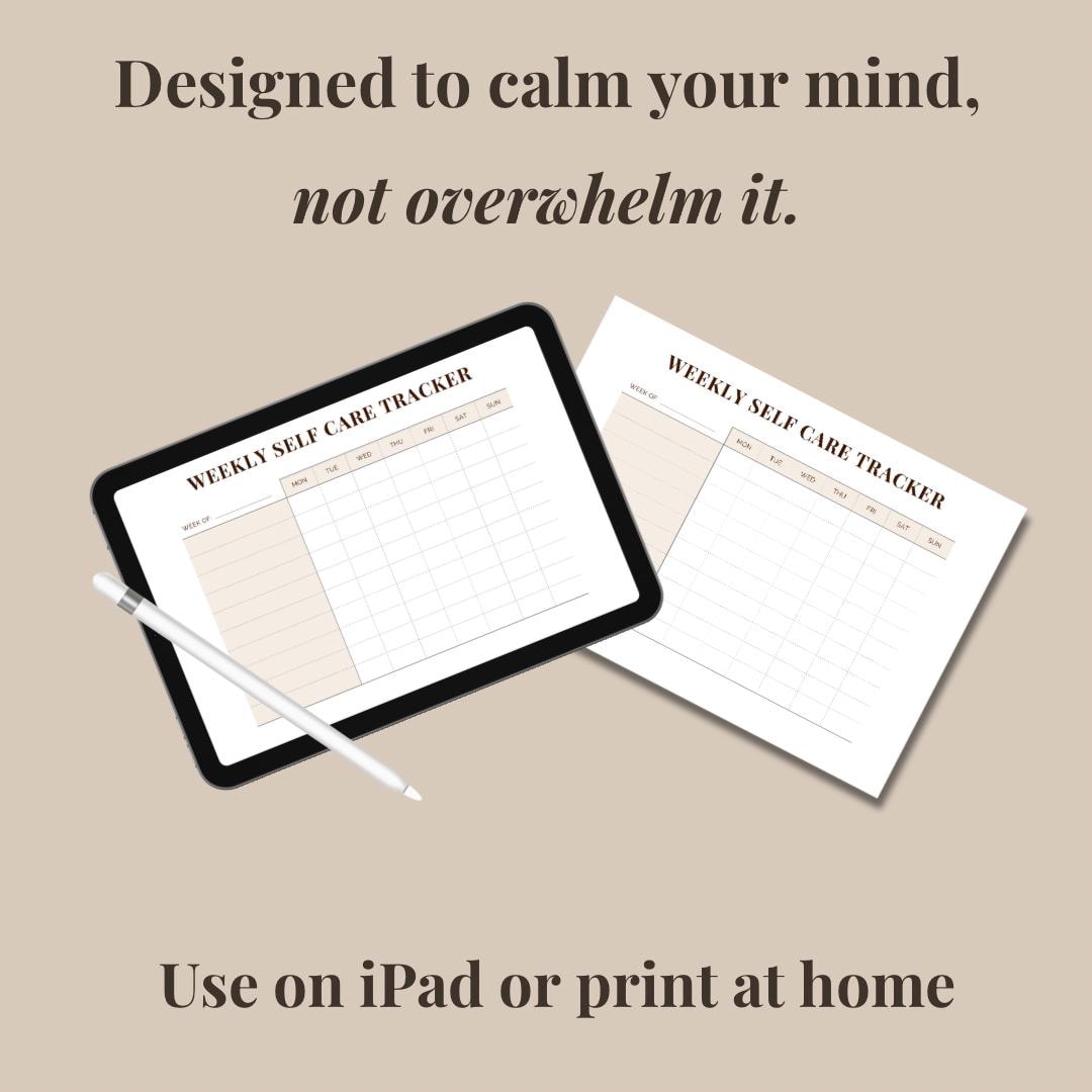 Weekly Self Care Planner Printable Habit Tracker PDF A4 A5 Calm Routine ...