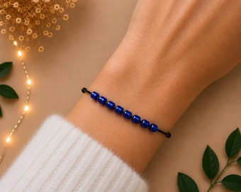 Blue Bead Fidget Bracelet, Anxiety Relief, Worry Beads, Sensory Jewellery, Adjustable, Stress Gift