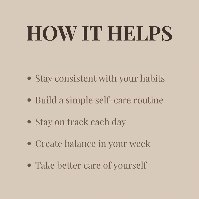 Weekly Self Care Planner Printable Habit Tracker PDF A4 A5 Calm Routine ...