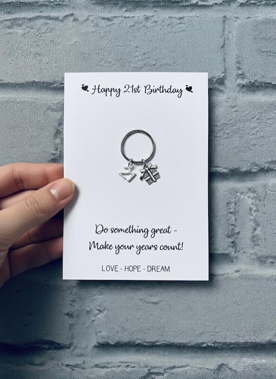 21st Birthday Keyring Gift For Her Daughter Friend Keepsake Silver Charm Present