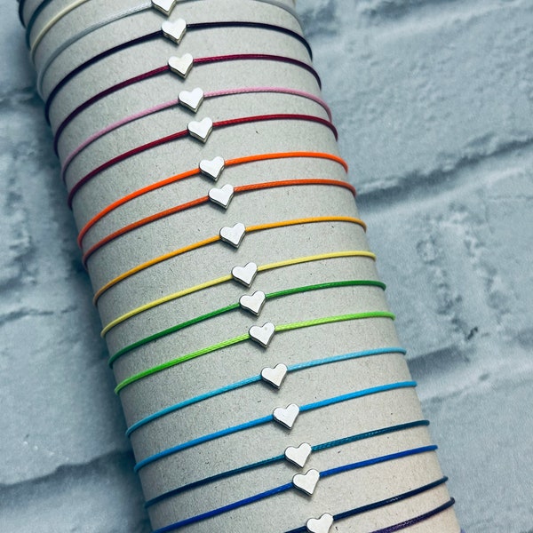 Armband of enkelbandje met vriendschapswens – zilveren hartbedel, verstelbare waxkoordsieraden voor tieners