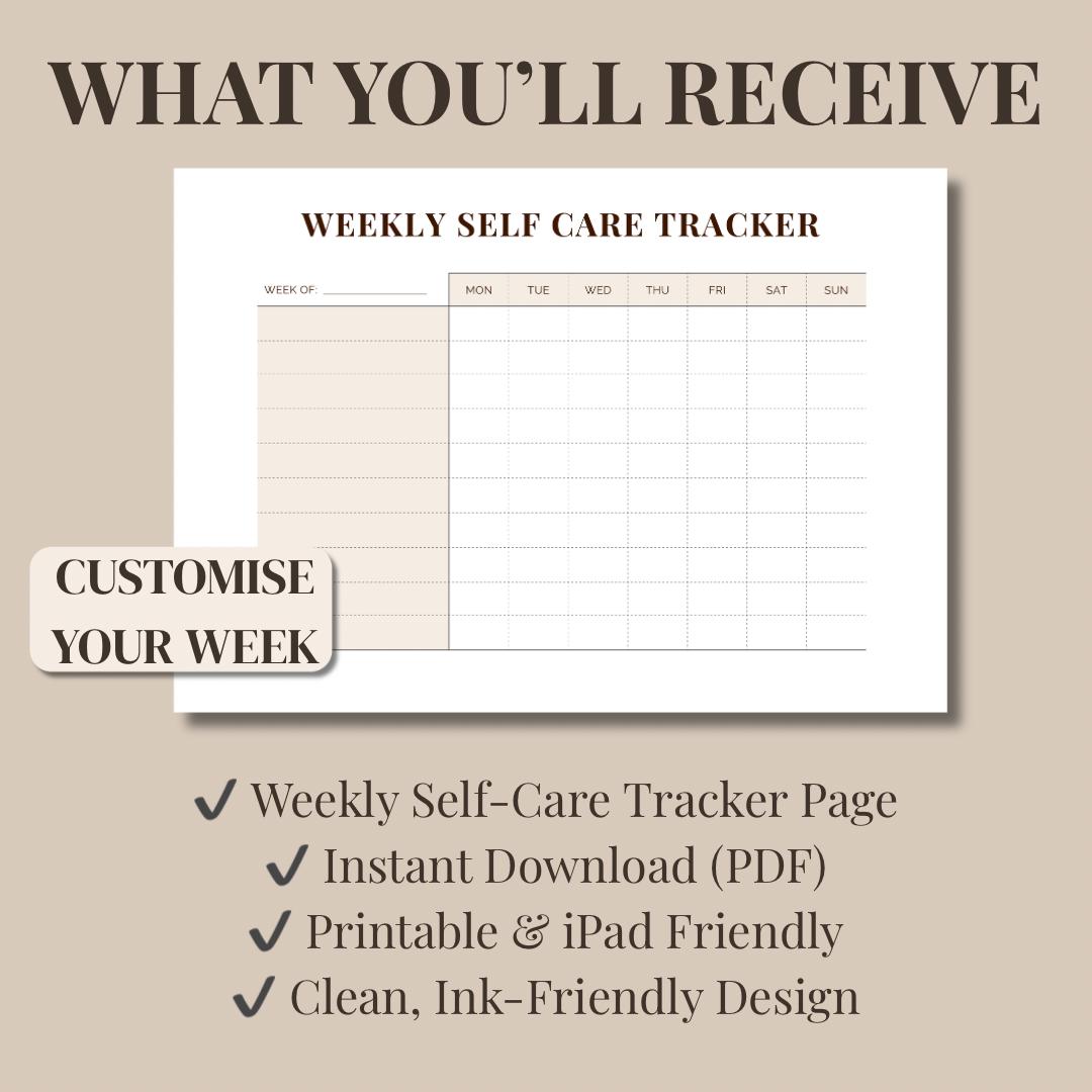 Weekly Self Care Planner Printable Habit Tracker PDF A4 A5 Calm Routine ...