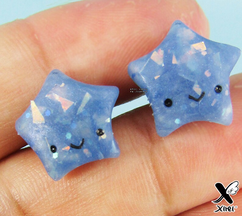 Stars Earrings||Pendants||Star||Jewelry||Fimo||Opal||Kawaii||Cute