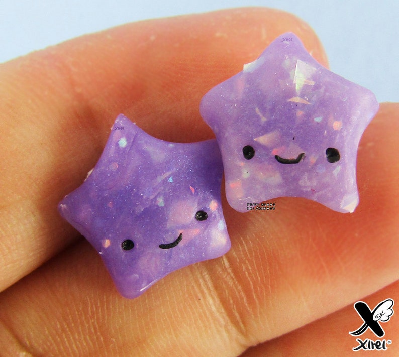 Stars Earrings||Pendants||Star||Jewelry||Fimo||Opal||Kawaii||Cute