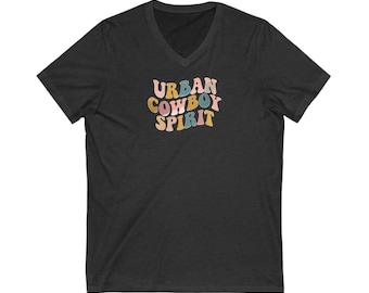 アーバンカウボーイスピリット VネックTシャツ - ウエスタングラフィックシャツ