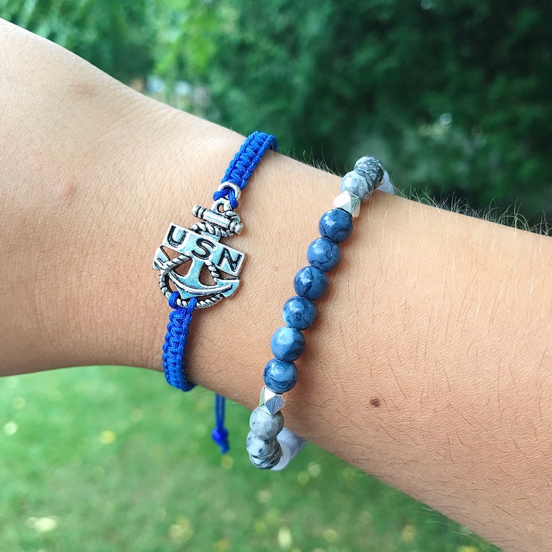 US Navy Adjustable Macrame Bracelet Etsy