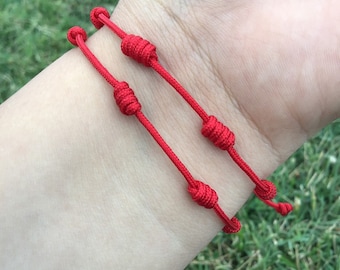 Pulseira vermelha com nó, pulseira ajustável com nó da sorte