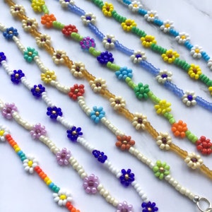 Daisy Chain Beaded Bracelets W/ Lobster Clasp and 2-inch - Etsy