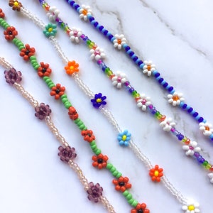 Daisy Chain Beaded Bracelets w/ Lobster Clasp | Beaded Flower Bracelet | Woven Beaded Bracelet