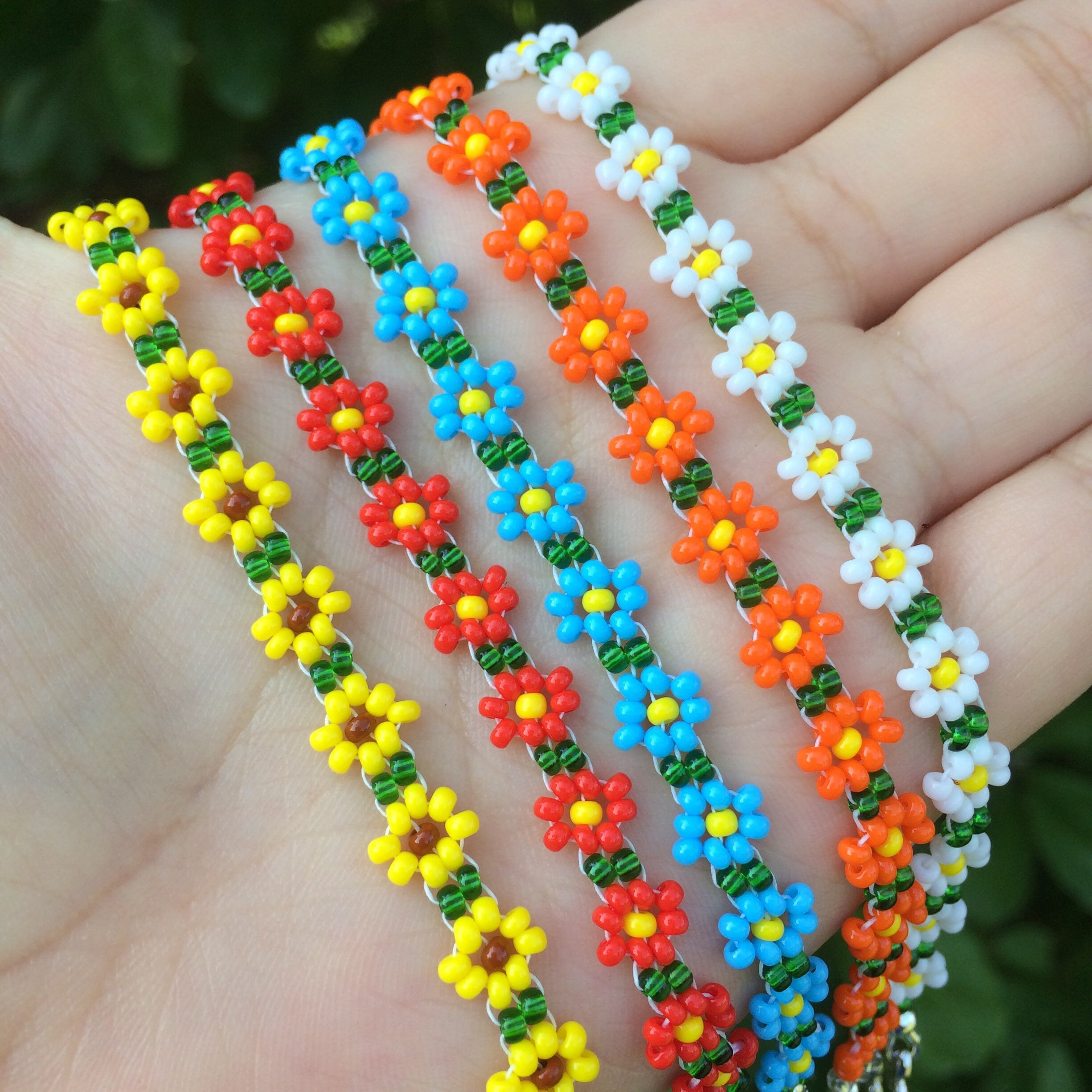 Daisy Chain Beaded Bracelets w/ Toggle Clasp | Etsy