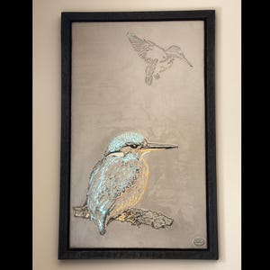 Kingfisher, Kingfisher Bird Made From Wood Painting, Kingfisher Gift Wall Panel, Bird Lover Gift, Kingfisher Art, British Bird Painting