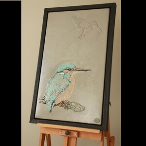 Kingfisher, Kingfisher Bird Made From Wood Painting, Kingfisher Gift Wall Panel, Bird Lover Gift, Kingfisher Art, British Bird Painting