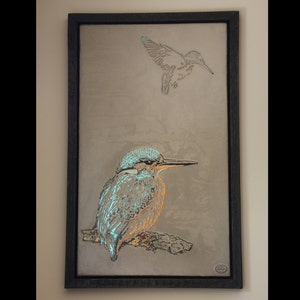 Kingfisher, Kingfisher Bird Made From Wood Painting, Kingfisher Gift Wall Panel, Bird Lover Gift, Kingfisher Art, British Bird Painting