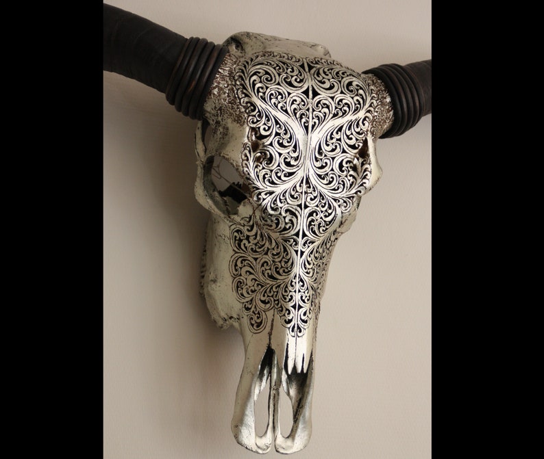 Figuren Shop GmbH Relieve De Pared - Cráneo De Ganado Con Estilo Indio Artículo Decorativo, Pintado A Mano