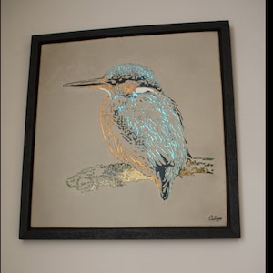 Kingfisher, Kingfisher Bird Made From Wood Painting, Kingfisher Gift Wall Panel, Bird Lover Gift, Kingfisher Art, British Bird Painting