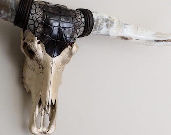 XL Longhorn, original Longhornskull, Steerskull real horns, Living Room Decor, exclusive wallart, exquisit walldecor, handdecorated  skull